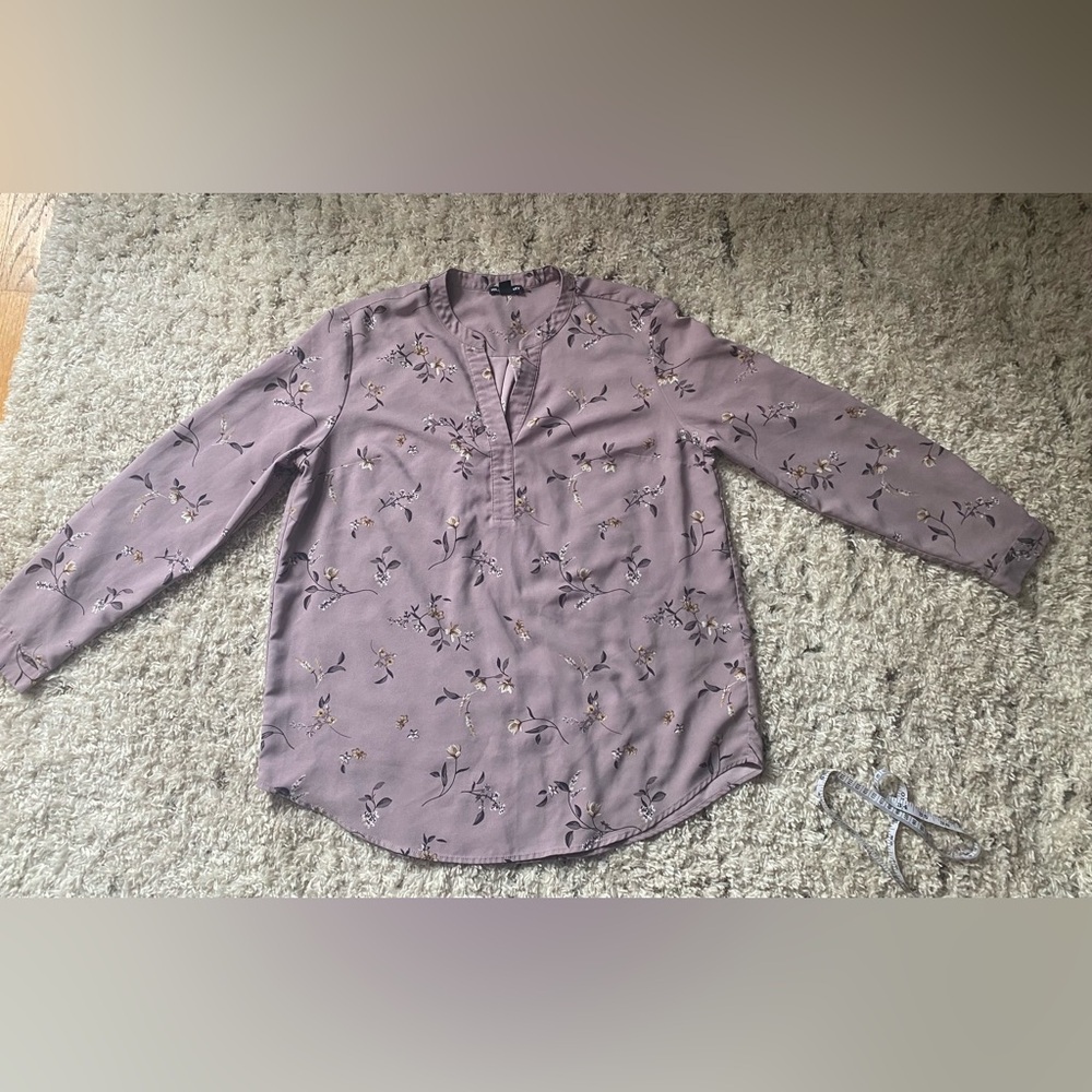 Hilary Radley Lavender Floral Blouse